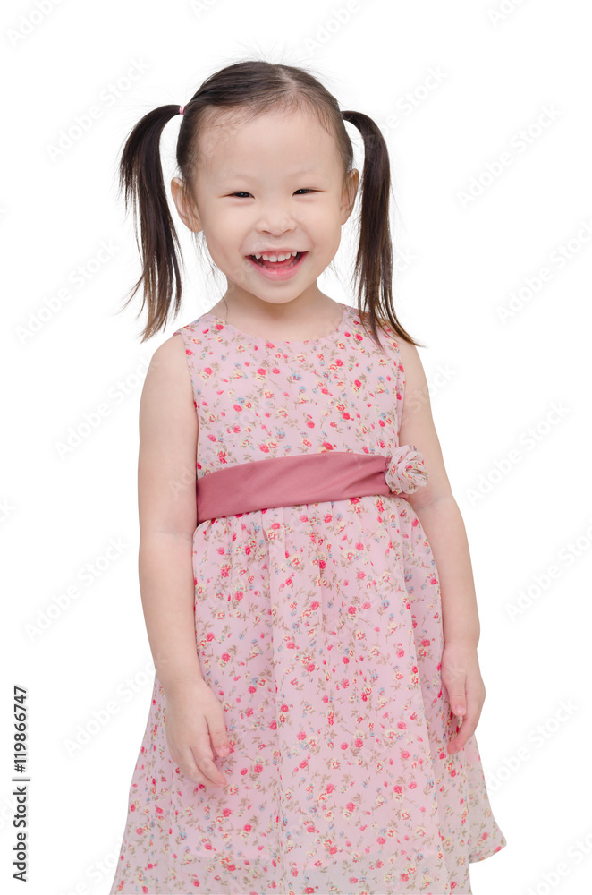 Little asian girl smiling over white background Little asian girl smiling over white background