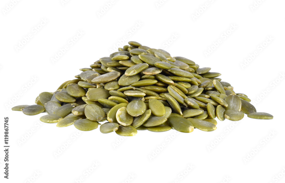 Pumpkin seeds on a white background Pumpkin seeds on a white background