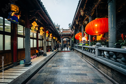 Corridor inside Longshan Temple, in the Wanhua District,  Taipei photo