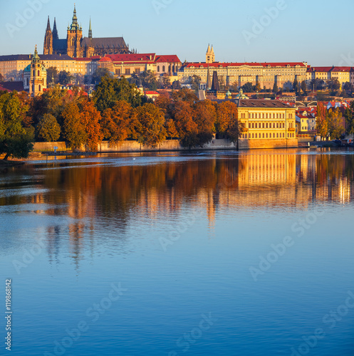 Prague city Morning view to Saint Vitus Cathedral