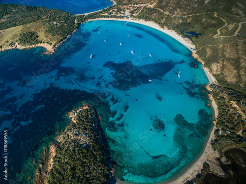 Aerial View of the Splendid Rondinara Beach, Corsica