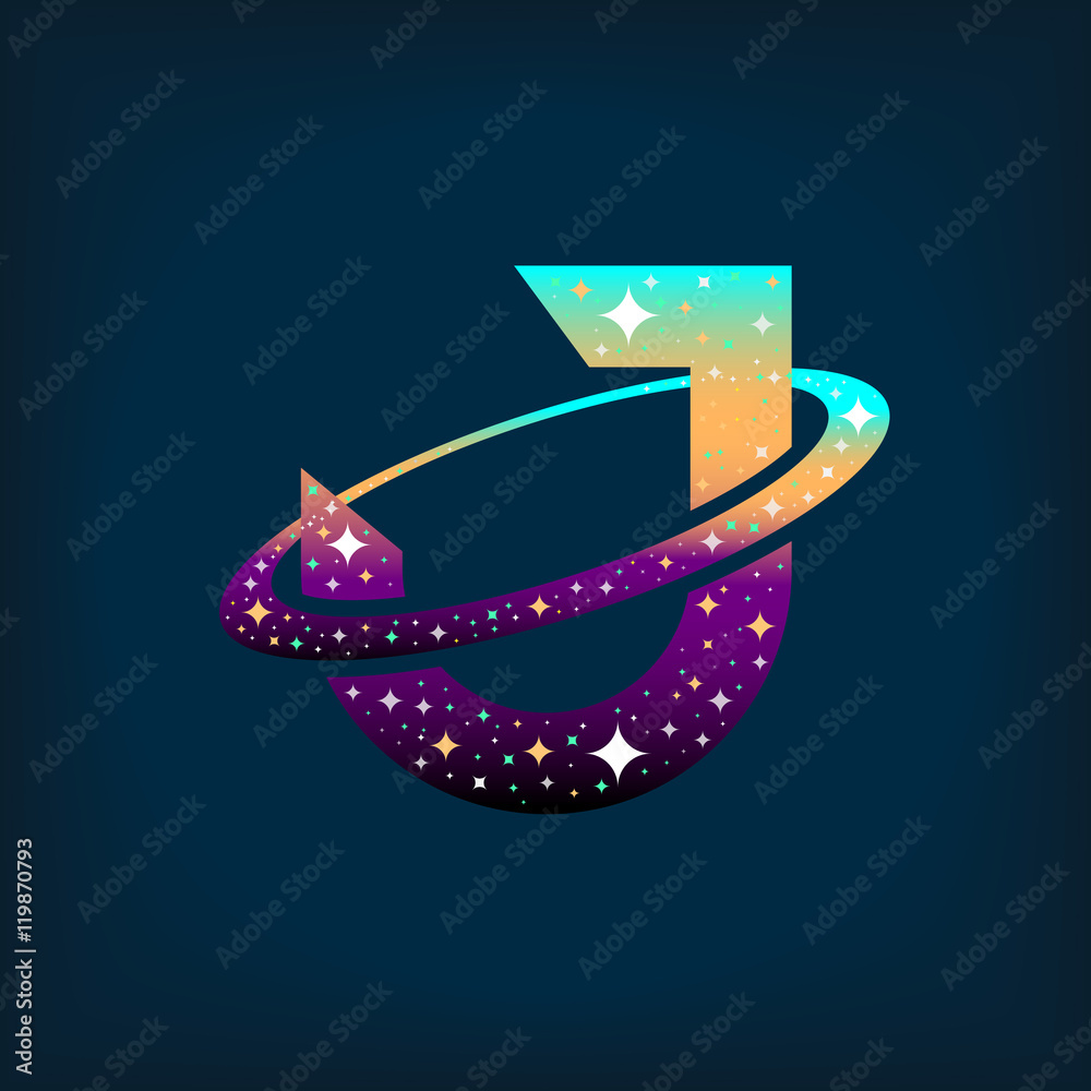 Abstract letter J logo with Space logo.Observatory,tourism,galaxy,moon ...