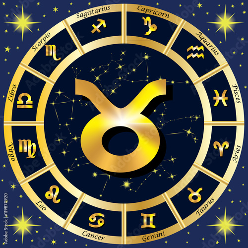 Zodiac Signs, Zodiac constellations. In the center of the sign o