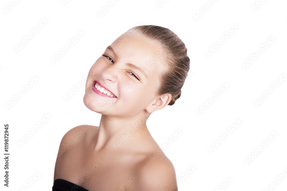 Beauty Lip Makeup Detail. Cute model with clean shiny skin. expresses different emotions Beauty Lip Makeup Detail. Cute model with clean shiny skin. expresses different emotions