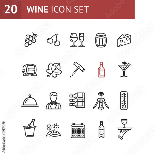 Wine Making Drink Icon Set. Vector
