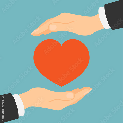Heart, life and health insurance concept. Healthcare safety and protection.