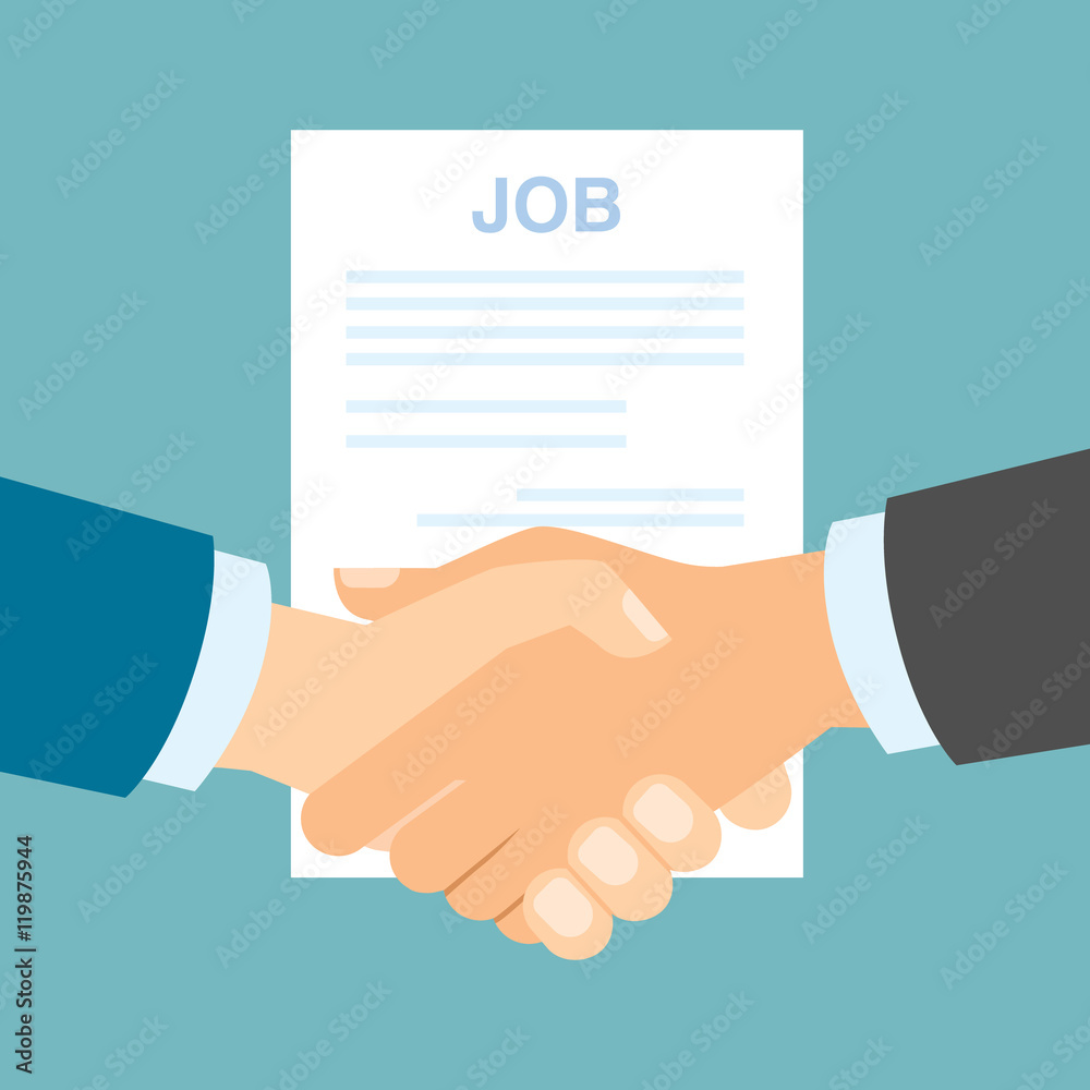 Job contract agreement handshake. Concept of teamwork, partnership and cooperation. Gesture of agreement.