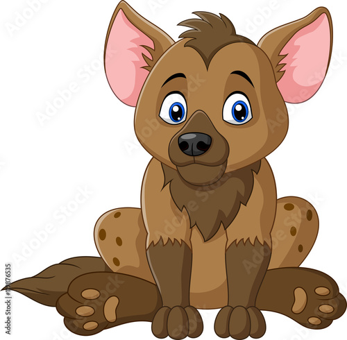 Hyena cartoon sitting isolated on white background