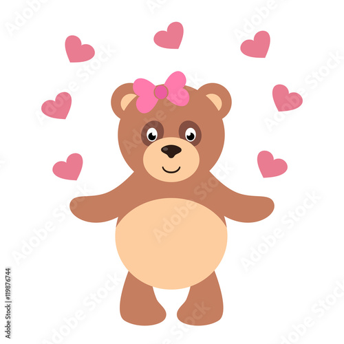 cartoon teddy and heart and bow