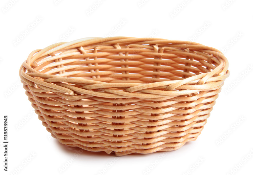 Wicker basket for bread on white background Wicker basket for bread on white background