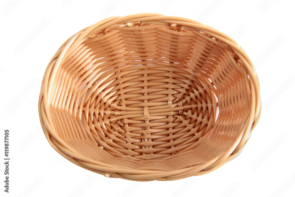 Fototapeta premium Wicker basket for bread on white background