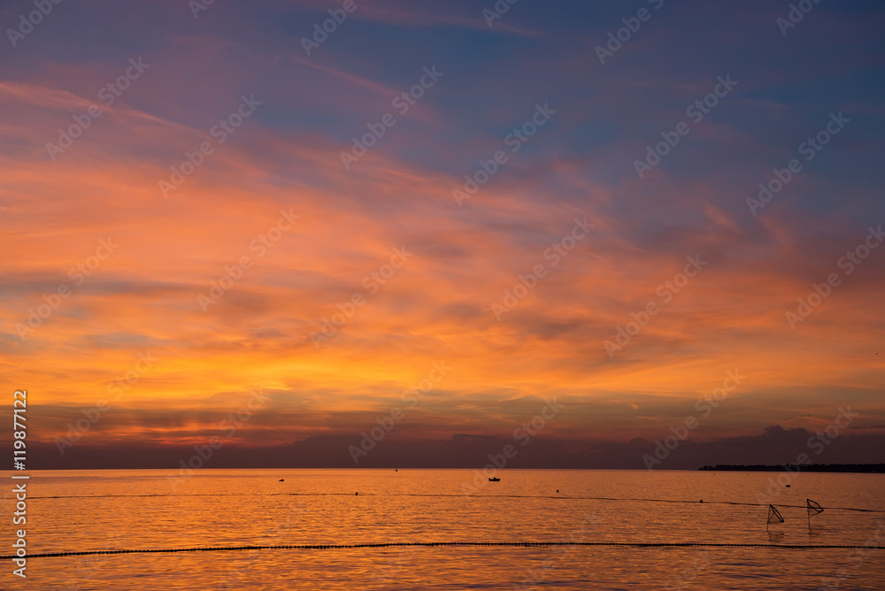 View of beautiful sunset above the Adriatic sea View of beautiful sunset above the Adriatic sea