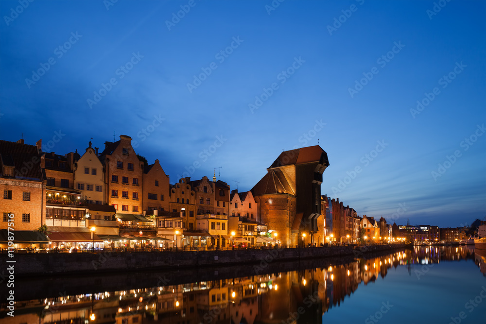Obraz premium Old City of Gdansk at Twilight