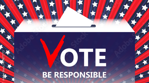 Vote vector illustration. Ballot and politics. Putting voting  in  box.   election concept. Make a choice image.