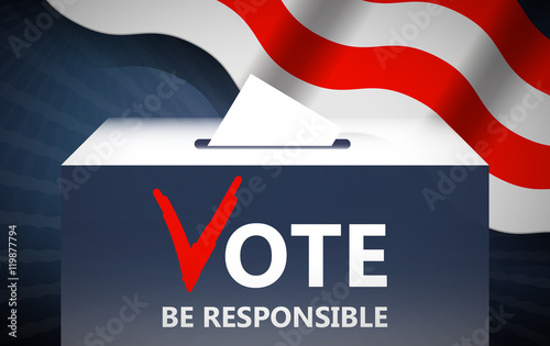 Vote vector illustration. Ballot and politics. Putting voting  in  box.   election concept. Make a choice image.