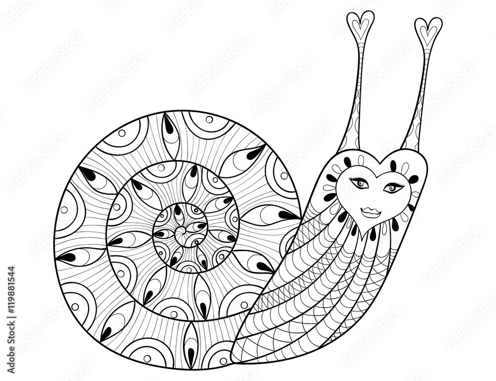 Cute snail adult coloring book page. Stock Vector by ©UkiArtDesign 110669300