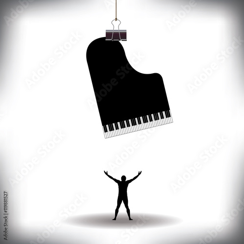 A man worships music with white space for text   