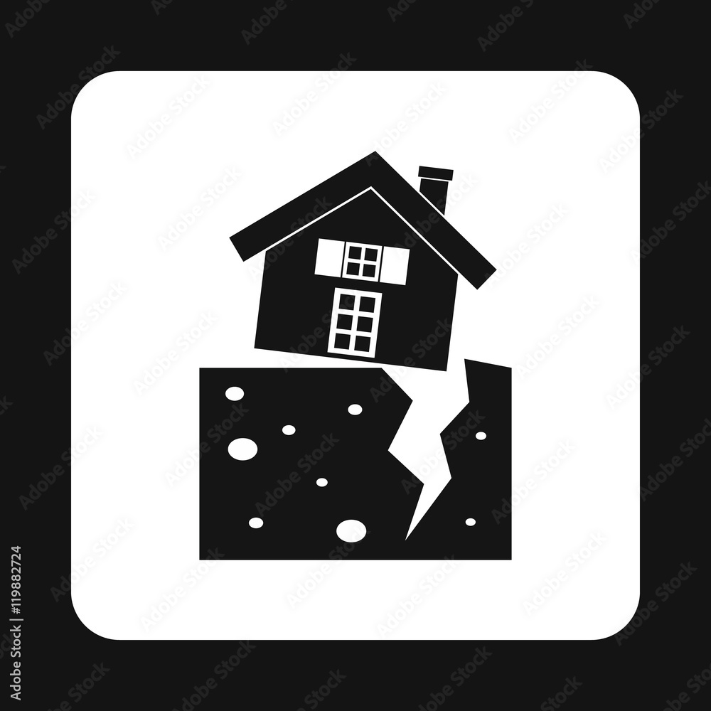 Fault of earth icon in simple style isolated on white background. Natural disaster symbol Fault of earth icon in simple style isolated on white background. Natural disaster symbol