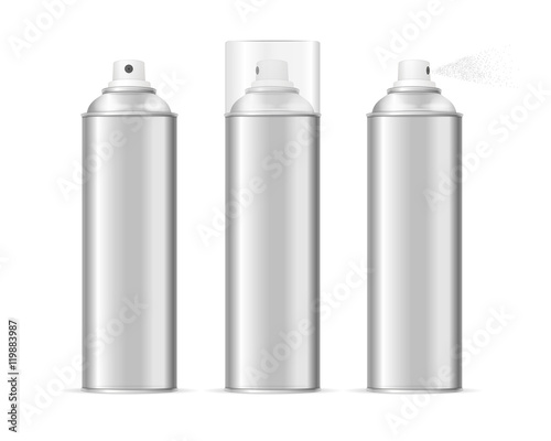 Aluminium Spray Can Template Blank Set. Vector