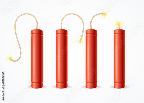 Detonate Dynamite Bomb Set. Vector