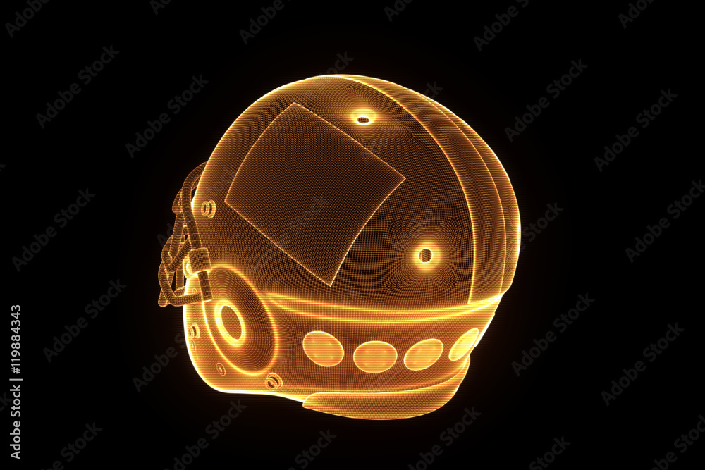 Fototapeta premium Football Helmet in Hologram Wireframe Style. Nice 3D Rendering 