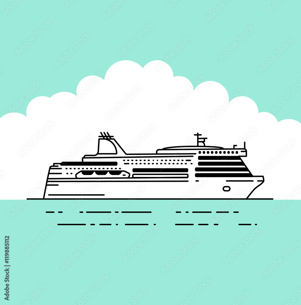 Obraz premium Vector flat ferryferry boat vector illustration
