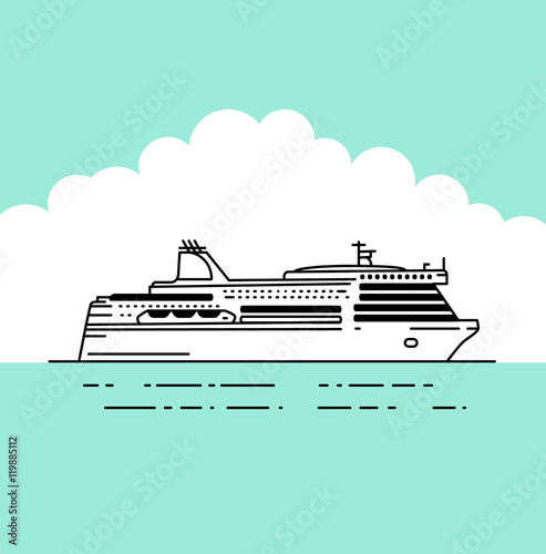 Vector flat ferryferry boat vector illustration