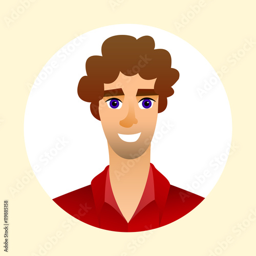 Nice young man and his avatar. Handsome male character.