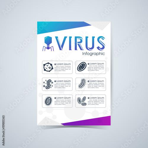 Virus Infographic, Brochures Cover Template Layout. Vector illus