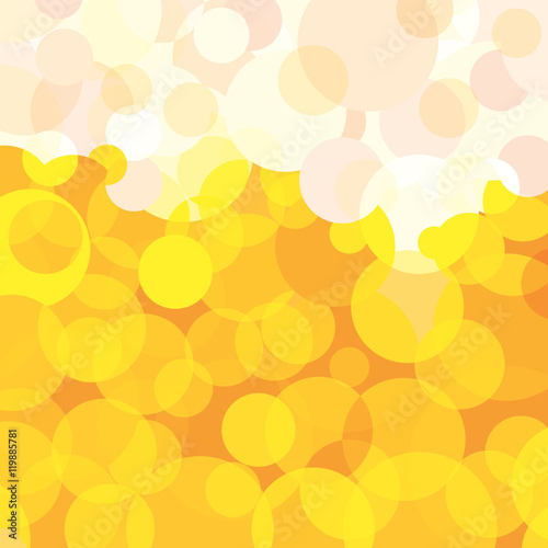 Abstract beer background. Orange and white circles, air bubbles. Oktoberfest wallpaper, vector design 