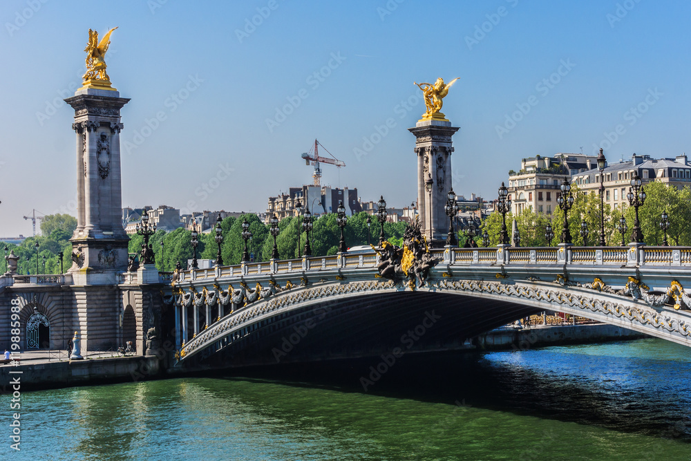 Beaux-Arts style Alexandre III bridge (1896-1900) Paris, France.