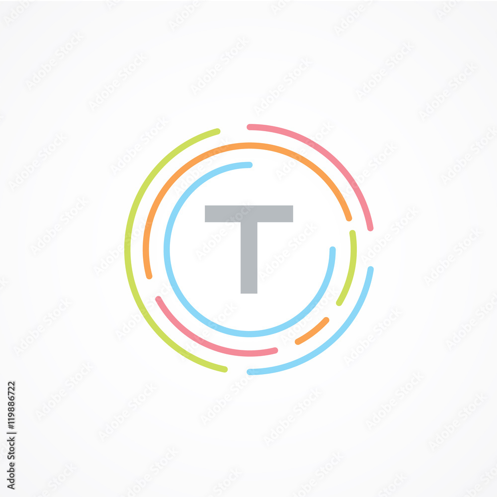 Letter T logo design template,Business,Colorful creative sign,vector icon,lines letters,Typographic elements,modern,company name brand.round,rings,circle Letter T logo design template,Business,Colorful creative sign,vector icon,lines letters,Typographic elements,modern,company name brand.round,rings,circle