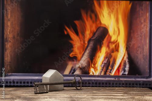home inheritage safety concept fireplace house key photo