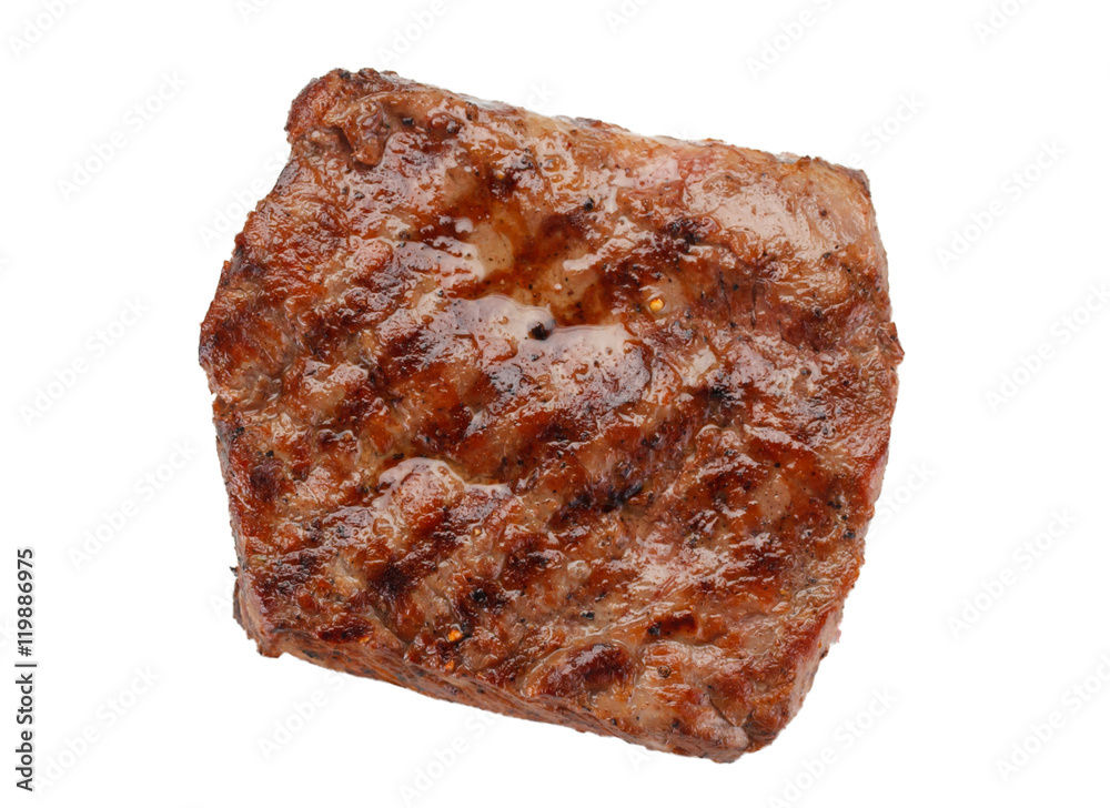 Juicy grilled steak isolated on white background Juicy grilled steak isolated on white background