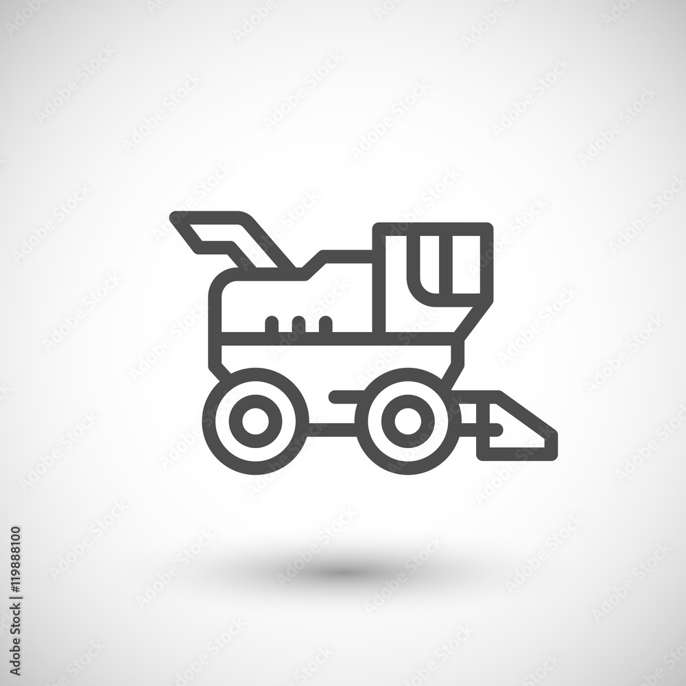 Combine harvester line icon Combine harvester line icon