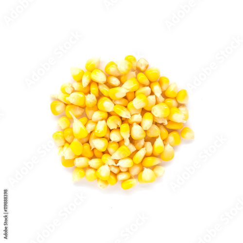 top view of pile corn isolated