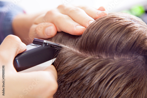 closeup of haircut with razor.