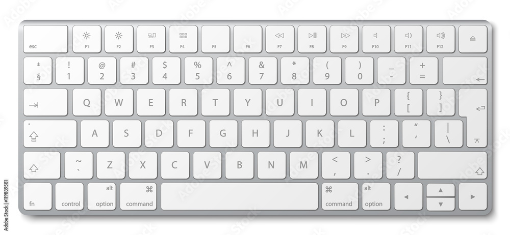 Modern aluminum computer keyboard isolated on white background. Modern aluminum computer keyboard isolated on white background.
