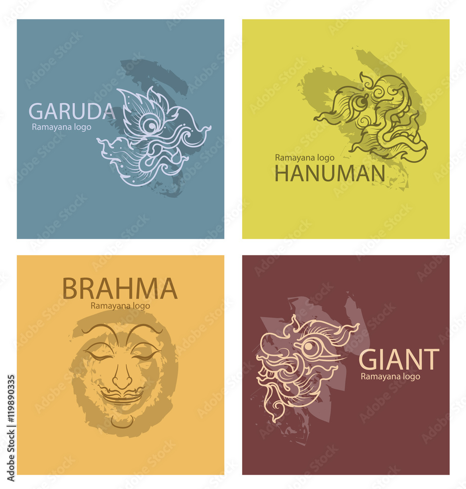 set logos characters of Ramayana vector