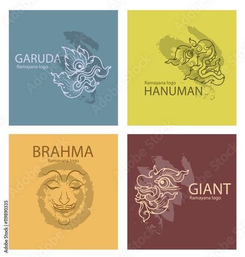 set logos characters of Ramayana vector