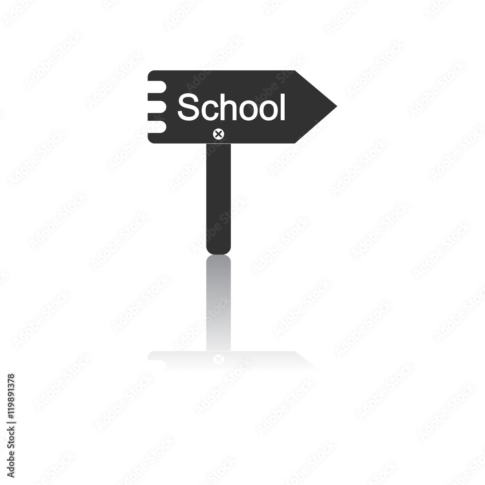 Back to School and Education vector flat icon in black and white style School sign Back to School and Education vector flat icon in black and white style School sign
