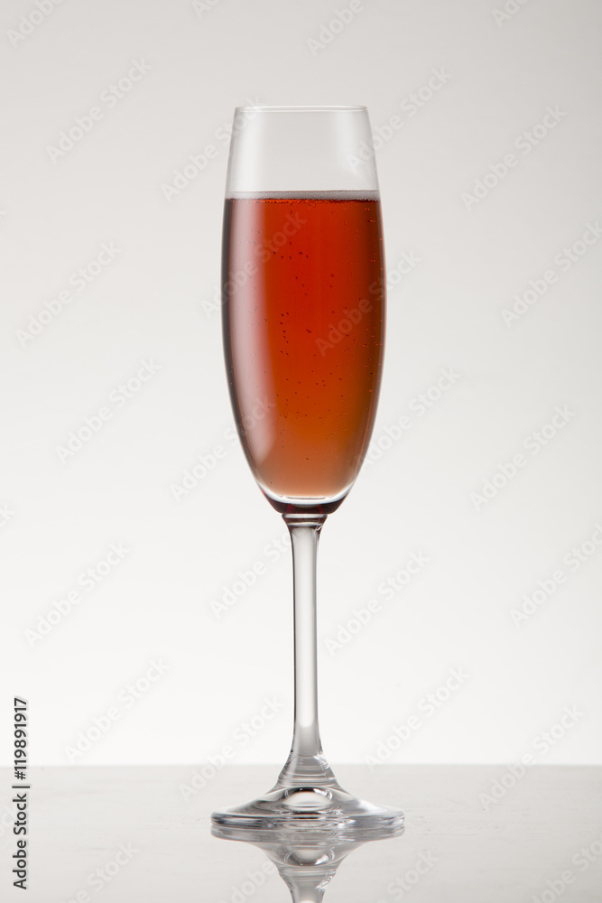 Rose champagne in a champagne flute. Rose champagne in a champagne flute.