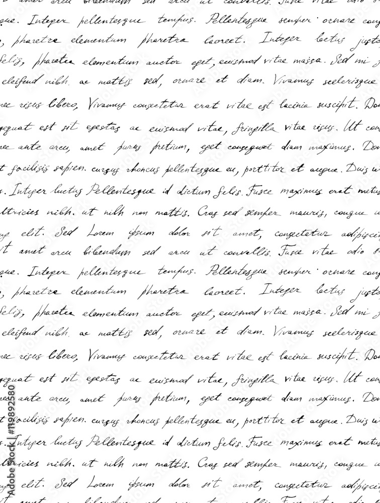 Hand written letter - seamless text Lorem ipsum. Repeating pattern