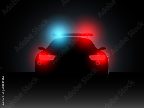 Police car in the dark with the included headlights.