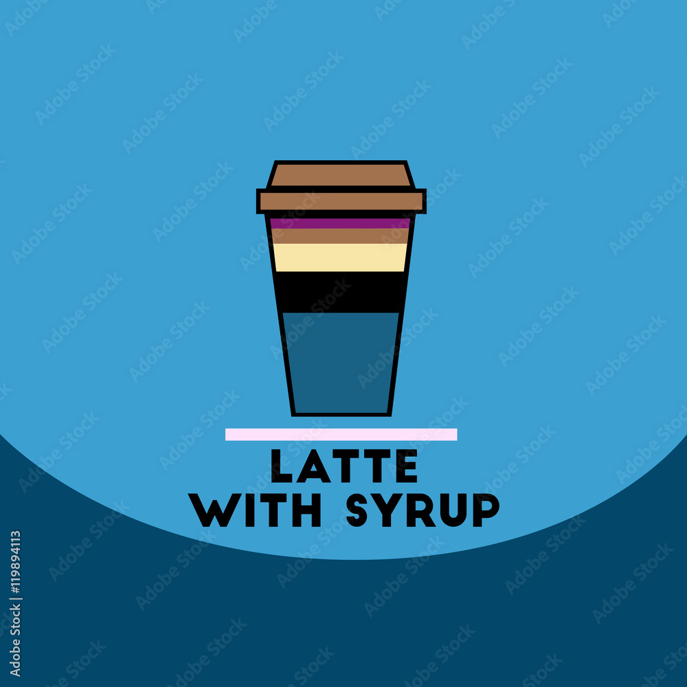 flat vector icon design collection latte with syrup
