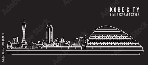 Cityscape Building Line art Vector Illustration design - Kobe city photo