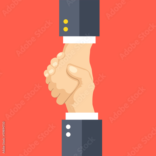 Helping hand concept. One hand pulling another. Flat design vector illustration