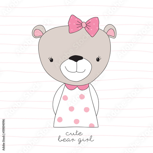 little teddy bear girl vector illustration