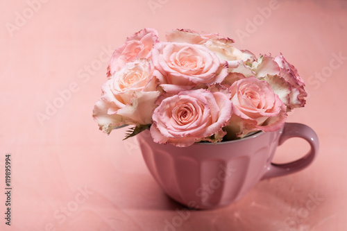 Pink roses in pot