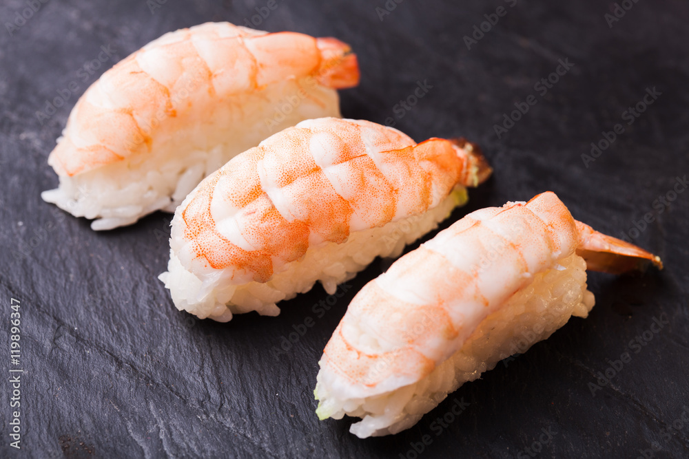 Ebi sushi with shrimp Ebi sushi with shrimp